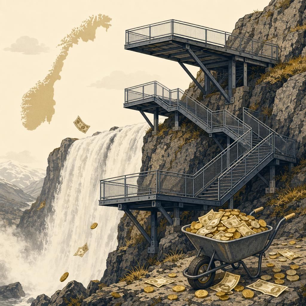 Illustrasjon: Utsiktsanlegg ved Vøringsfossen til en halv milliard